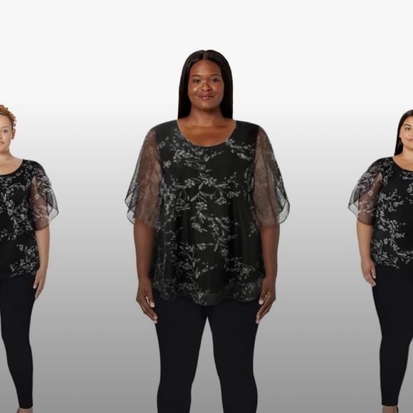 Womens Ruffle 3/4 Sleeve Mesh Blouses Loose Flowy Tops Stretchy - Picture 8 of 12